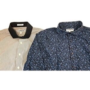 Express Extra Slim Fit Button Up Shirt Men's L 16-16 1/2 Lot of 2 Long Sleeve